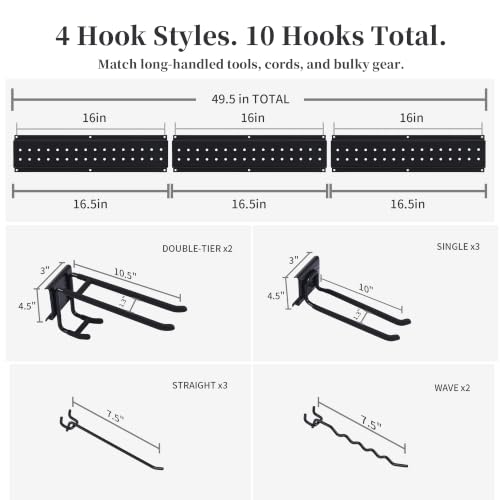 Garage Wall Organizer with Tool Rack - 49.5 Inch, 510 lb Capacity