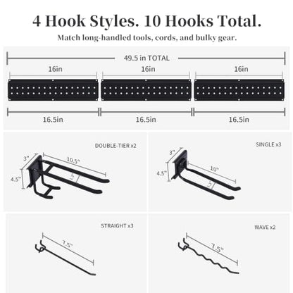 Garage Wall Organizer with Tool Rack - 49.5 Inch, 510 lb Capacity