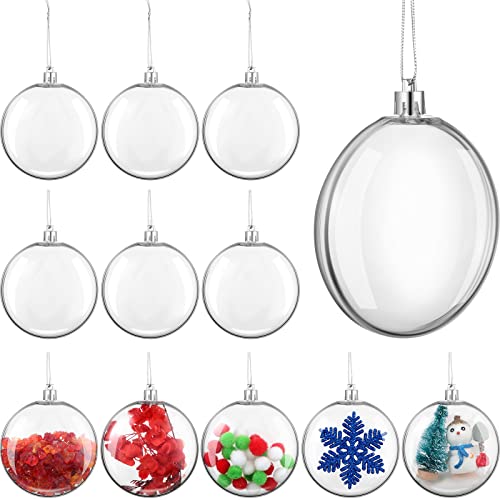 12 Pack Clear Fillable Christmas Ornaments for Crafts, 3.15 Inch Holiday Decor