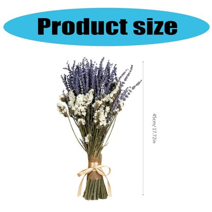 Dried Lavender & Baby's Breath Bouquet - 17.7 Inch Rustic Floral Decor B