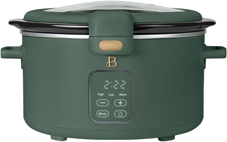 Skiennix 4 Quart Programmable Slow Cooker - Digital Touch Controls & Removable Nonstick Pot | Thyme Green