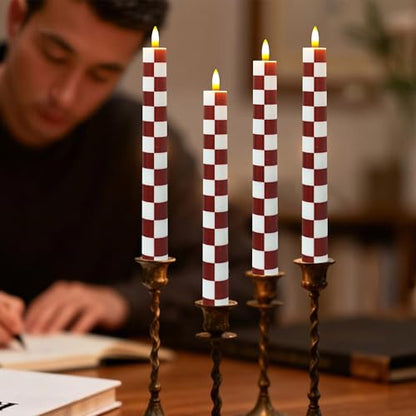 Red Chessboard Flameless Candles 10 Inch Set of 4 with Remote - Art Print