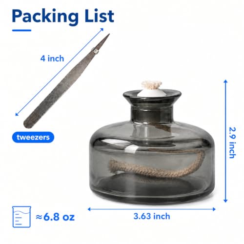 Gray Refillable Glass Oil Lamp Set - Petite Indoor & Outdoor Liquid Oil Lamps