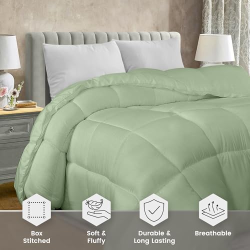 Utopia Bedding Comforter Duvet Insert, Quilted Comforter with Corner Tabs, Box Stitched Down Alternative Comforters Queen Size (Sage Green, Pack of 4)
