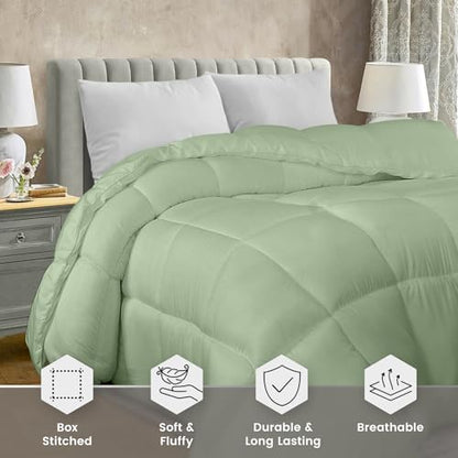 Utopia Bedding Comforter Duvet Insert, Quilted Comforter with Corner Tabs, Box Stitched Down Alternative Comforters Queen Size (Sage Green, Pack of 4)