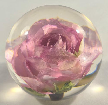 Pink Rose Resin Sphere - Real Flower Crystal Ball Wedding Decor