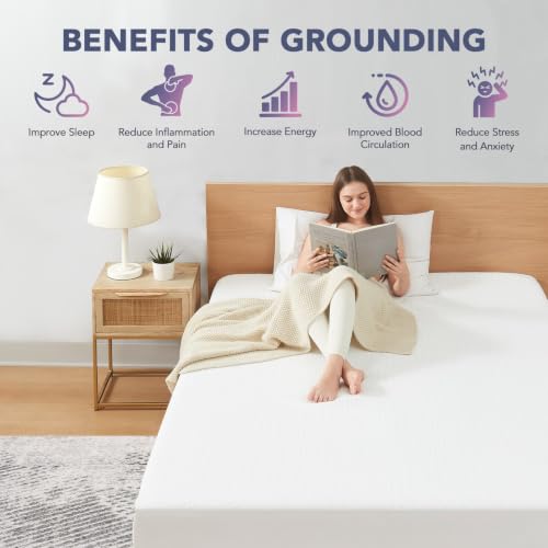 Grounding Fitted Sheet King Size Ivory White with Silver Fiber - Sleep & Wellness