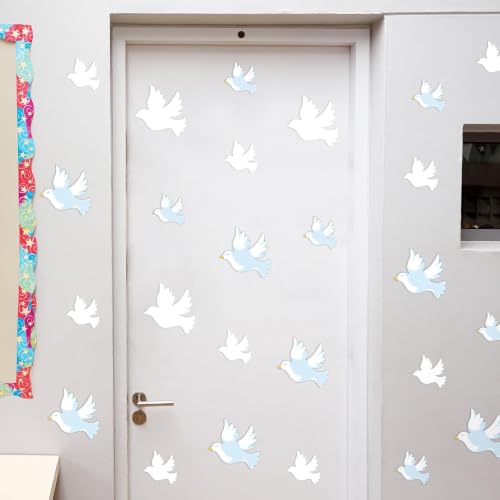 Paper Dove Cutouts for Classroom Decorations - 100 Pcs Mixed Sizes