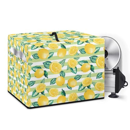 PJHEQOXE Lemon Pattern Food Slicer Cover Electric Food Slicer Cover With Storage Pockets And Top Handle Meat Slicer Cover 16"L x 13"W x 13"H Kitchen Decoration (Yellow)