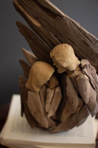 Driftwood Holy Family Nativity Figurine with Protective Wing - Rustic Religious Decor