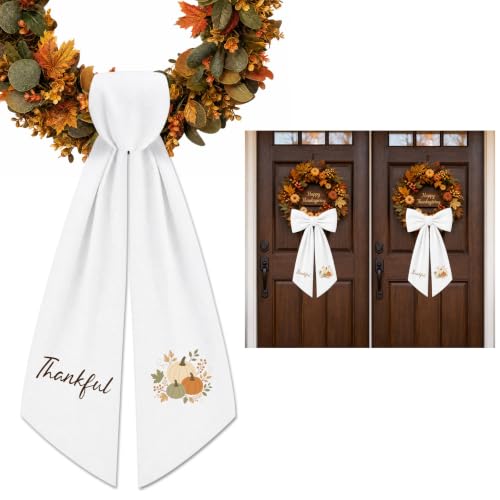 Thankful Fall Wreath Sash Set - Embroidered Pumpkin & Floral Decor - Multiple Sizes