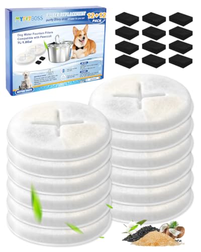 White 12+12 Dog Water Fountain Filter Set for Pawccoli WF02