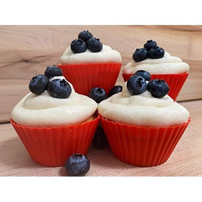 Fox Run Red Silicone Muffin and Cupcake Liners, Set of 12 Standard Size Wrappers