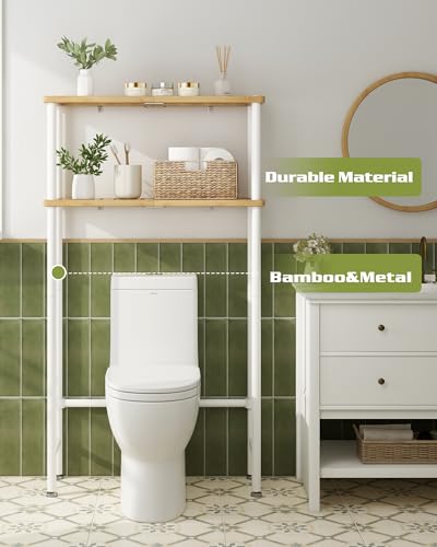 LiSHELF 2-Tier Over The Toilet Storage Shelf Bathroom Organizer Rack White