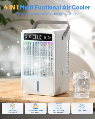 Off-White Portable 4-in-1 Evaporative Air Cooler with 1500ML Water Tank