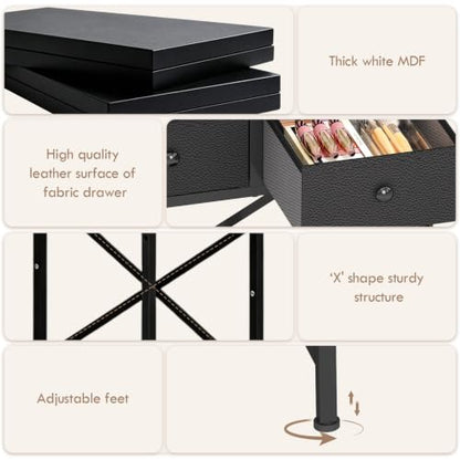 Black Vanity Desk with Mirror & Chair - 19.7in Mini Dressing Table Set for Kids & Teens (Variation: Black)