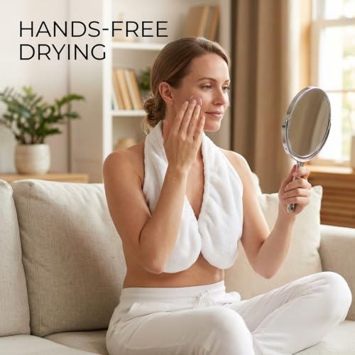 2-Pack Adjustable Flannel Towel Bra for Women - Post-Shower Wear, Hands-Free, White & Black