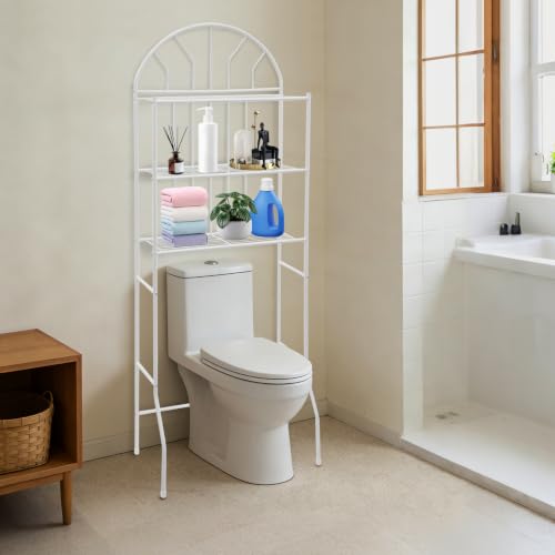Over-the-Toilet Storage Rack Stand Bathroom Organizer White