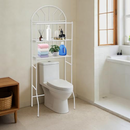 Over-the-Toilet Storage Rack Stand Bathroom Organizer White