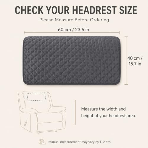Coffee Headrest Cover for Recliners - Washable Quilted Furniture Protector