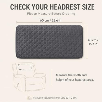 Coffee Headrest Cover for Recliners - Washable Quilted Furniture Protector