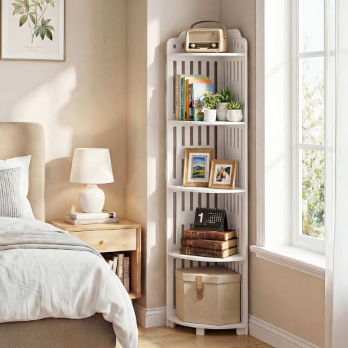 5 Tier Corner Storage Shelf - Waterproof PVC Freestanding Organizer for Bathroom, Kitchen & Living Room
