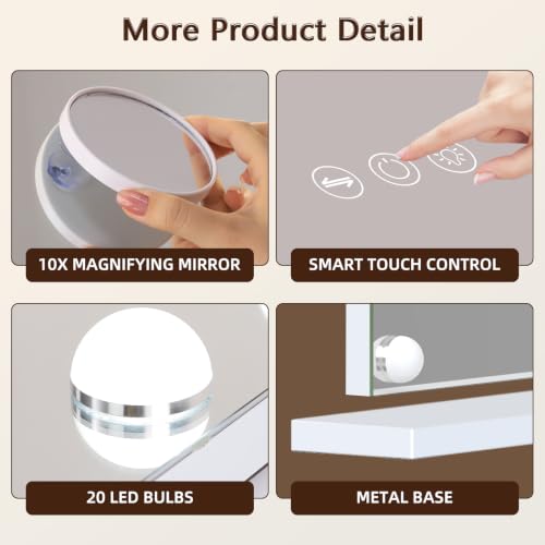 Large 37x30 Inch Hollywood Vanity Mirror with Lights - Dimmable HD Glass