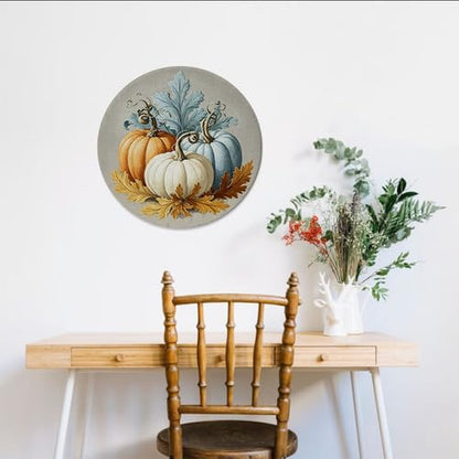 Fall Pumpkin Wall Decor Plates Set - 10 Inch Harvest Wall Hangings