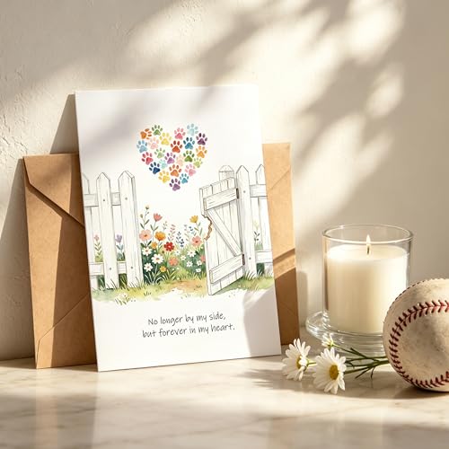 Pet Loss Sympathy Card for Dogs & Cats - Memorial & Bereavement Gift