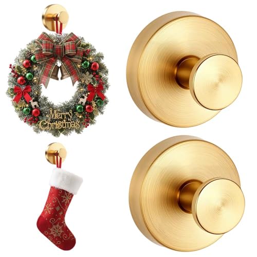 No Hardware Garland Hanger - Gold Front Door Wreath & Garland Display, 2 Pack