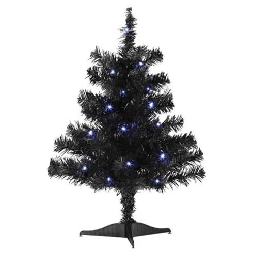Mini Black Pre-Lit Christmas Tree - 18 Inch Holiday Decor - Variation of Black Tree Pre-lit