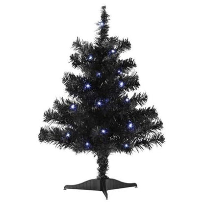 Mini Black Pre-Lit Christmas Tree - 18 Inch Holiday Decor - Variation of Black Tree Pre-lit