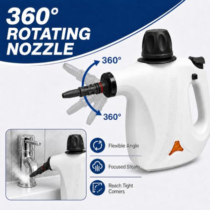 450ML Handheld Steam Cleaner with 12 Accessories - Multi-Surface Home & Car Steam Sanitizer