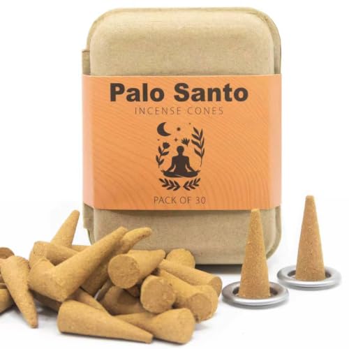 30 Palo Santo Incense Cones with Metal Dishes - Natural Aromatherapy Set