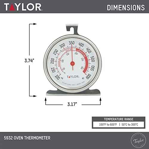 Taylor Precision Products Large Dial Thermometer, Silver