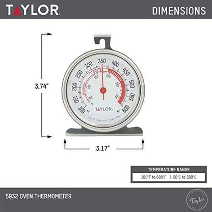 Taylor Precision Products Large Dial Thermometer, Silver
