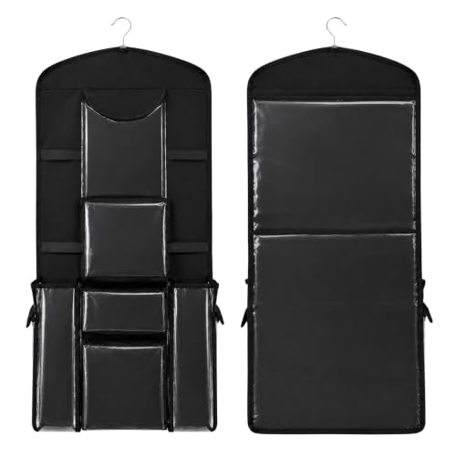Large Double-Sided Hanging Gift Wrap Organizer with Pockets - Black