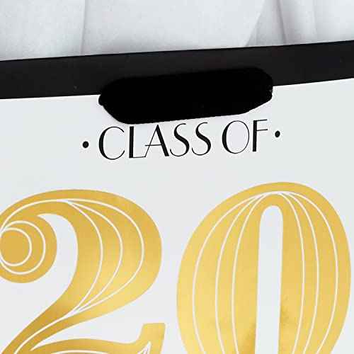 Hallmark 9" Medium Graduation Gift Bag with Tissue Paper (Black and Gold, "Class of 2022") for High School, College Graduates