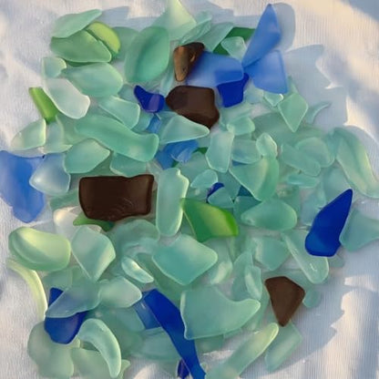 DIY Sea Glass Christmas Tree Craft Kit - Style D, Coastal Holiday Decor, 10cm