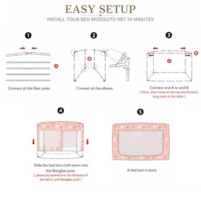 King Bed Mosquito Net Canopy - Freestanding Bug Protection for Bedroom