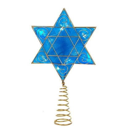 13-Inch Battery-Operated Hanukkah Tree Topper with LED Lights and Star of David