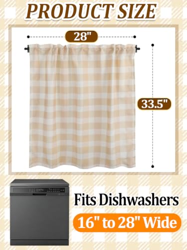 Aulock Dishwasher Cabinet Curtain with Adjustable Magnetic Rod - Beige