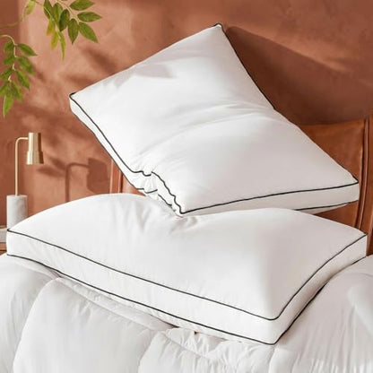King Size Goose Feather Down Pillows Set of 2 - Hotel Collection, White 20x36
