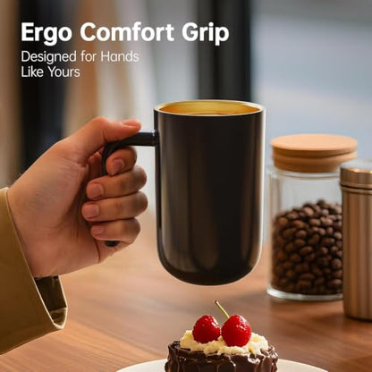 FEPPO Coffee Mug Warmer 16oz Heated Cup with Titanium Coating - Black