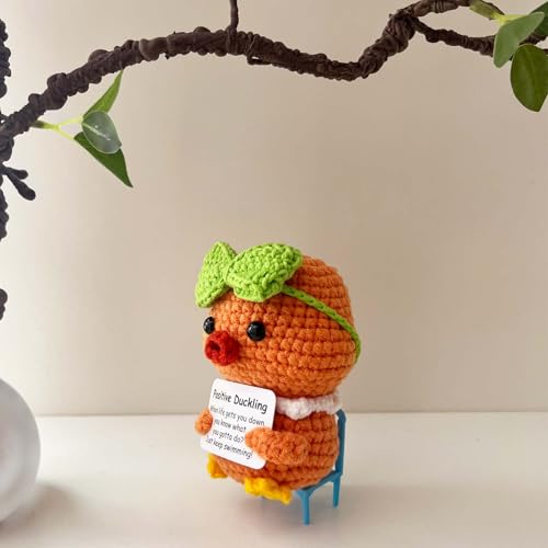 Positive Crochet Duckling Gift - Inspirational Animal Decor for Kids & Adults