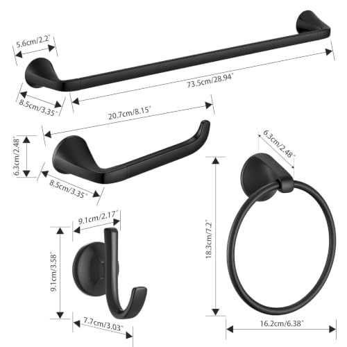 Modern Wall Mount Robe Hook Matte Black - Bathroom Towel Hook with Hardware