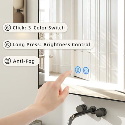 LED Illuminated Bathroom Medicine Cabinet with Anti-Fog Mirror - Recessed or Surface Mount, Black, 29.5"H x 15.7"W