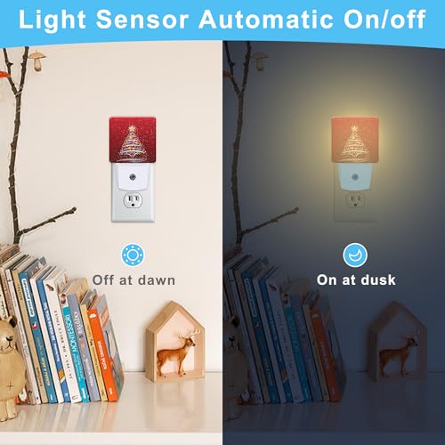 Christmas Tree Plug-in Night Light with Dusk to Dawn Sensor - Warm Kids Bedroom Decor