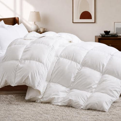 King Size Goose Feather Down Fiber Comforter All Season White - Dreamhood