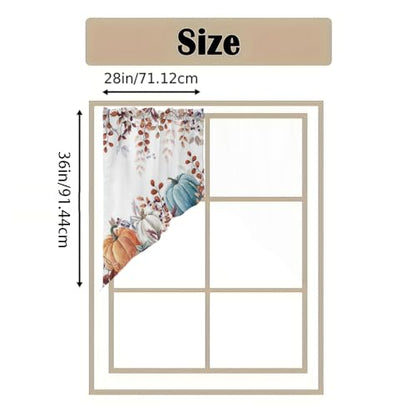Blue Pumpkin Kitchen Valance Curtain Set - Leaf Pumpkin Pattern, 56W x 36L, Pack of 1 - Fall Decor